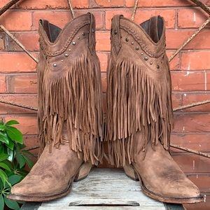 LIBERTY BLACK FrInge Vegas Studded Western Boots 9